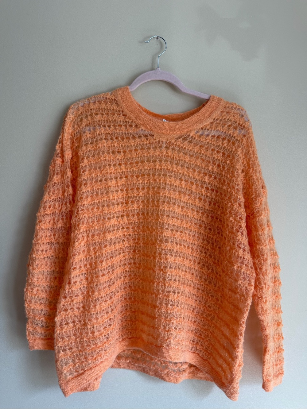 Peach Open-Knit Women's Sweater